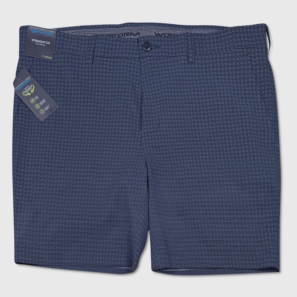 Roundtree & Yorke 7" Performance Shorts - NWT Mens 40 Navy / Multi - #49495-J7